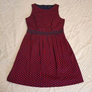 The Limited Women’s Size 12‎ Red & Blue Polka Dot Dress Cotton Stretch Pockets